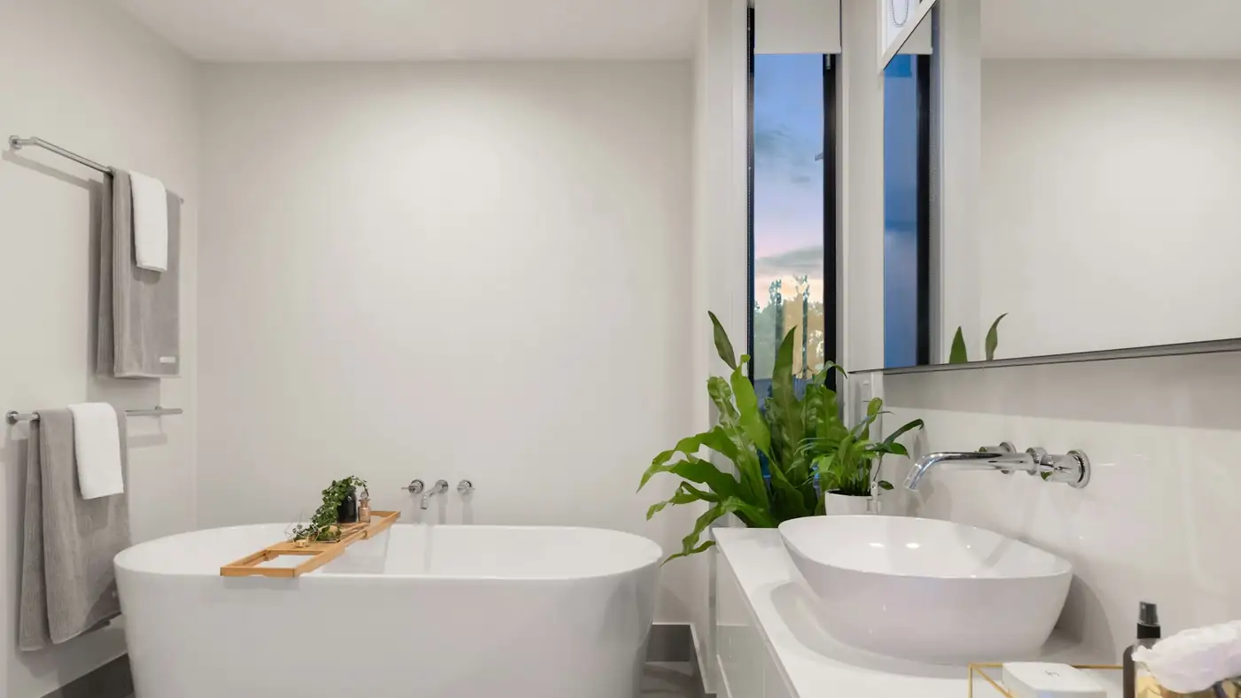 Finished bathroom in a newly built home
